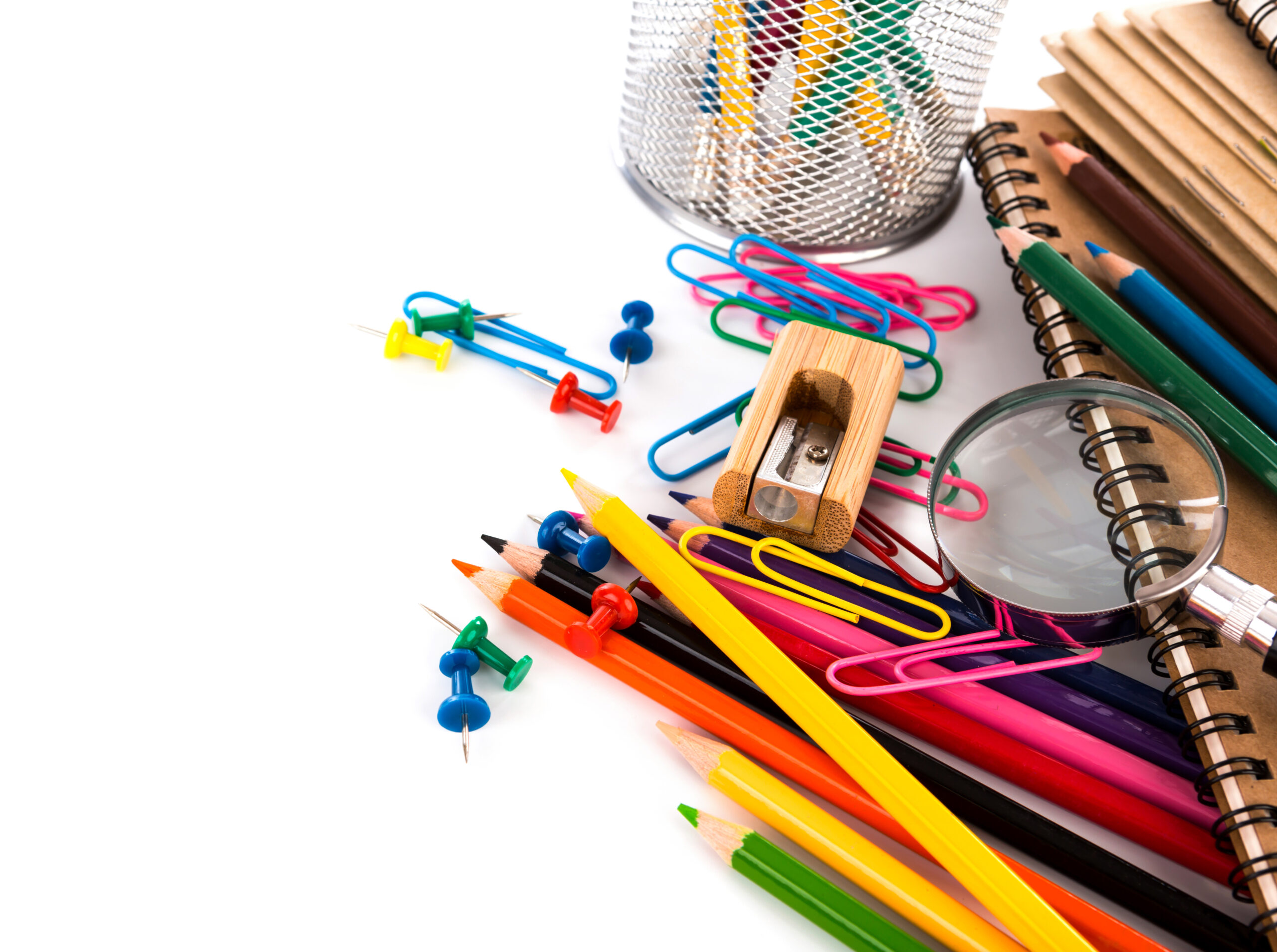 School stationery isolated on white background